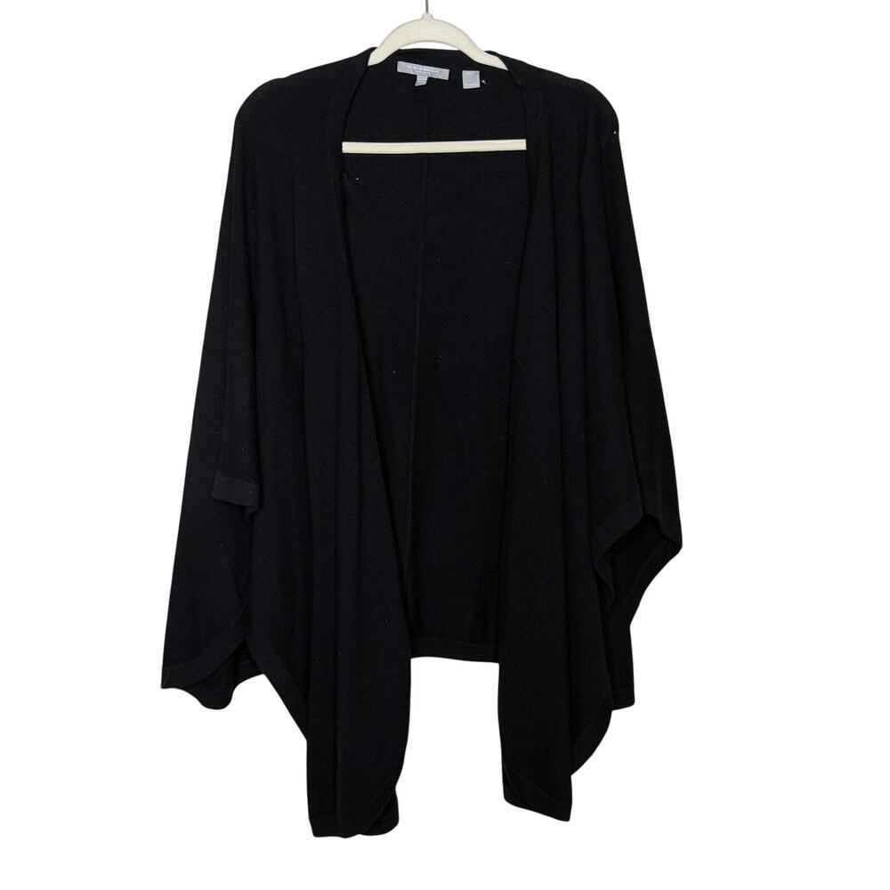 Neiman Marcus 100% Cashmere Black Open Poncho Cardigan Wrap One Size Flawed